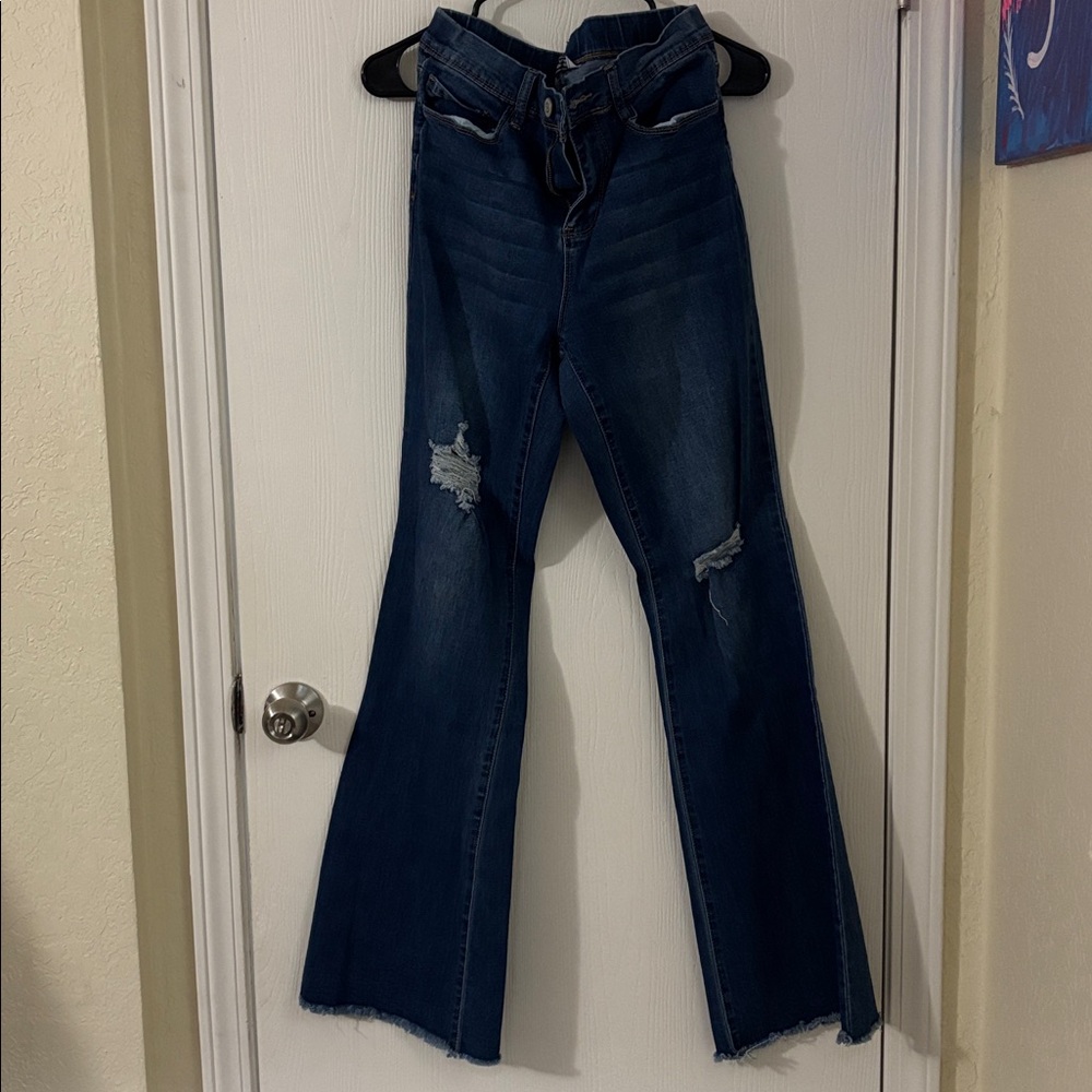 YMI High-Rise Flare Jeans in Dark Blue